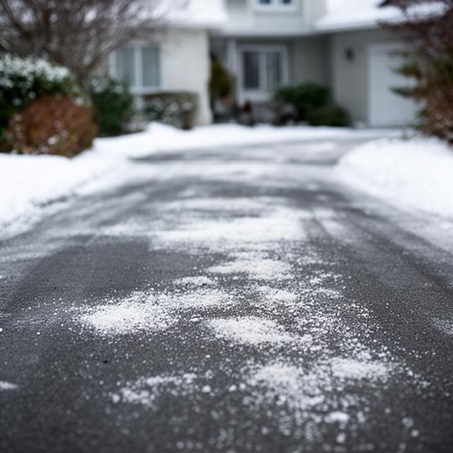 Gestreute Zufahrt bei winterlichen Bedingungen vor einem gepflegten Wohnobjekt